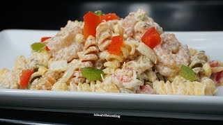 CRAB AND SHRIMP PASTA SALAD SEAFOOD PASTA SALAD RECIPE [upl. by Eirallih]