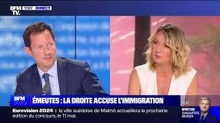 Émeutes immigration éducation  FrançoisXavier Bellamy sur BFM TV [upl. by Ros801]