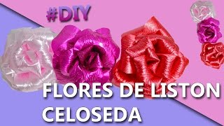 COMO HACER FLORES CON LISTON CELOSEDA  Manualidades como hacer flores [upl. by Lledor]