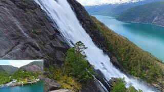 Langfoss Famous waterfall in Norway And places in Åkrafjorden 4K [upl. by Raquela48]