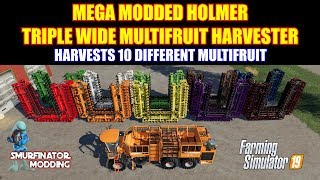 Mega Modded Holmer Multifruit Harvester quot10 Fruit Typesquot Mod Review [upl. by Akimik]