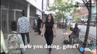 ‘Hey baby’ Woman catcalled 100 times on New York streets [upl. by Ellecram717]