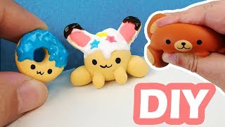 HOW TO MAKE 6 MINIATURE SMOOSHY MUSHY Polymer Clay Tutorial DIY Craft Squishies [upl. by Kenji]