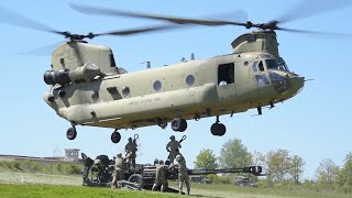 Slingload CH47 Chinooks Carry the M777 Howitzers [upl. by Bevis]