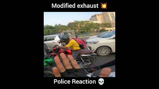 Modified exhaust on police reaction 😱 bikerboydipu shorts [upl. by Kono]