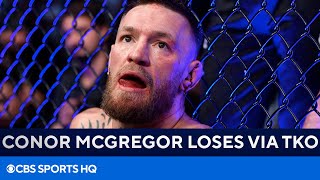 Conor McGregor Suffers Leg Injury Loses via TKO to Dustin Poirier  CBS Sports HQ [upl. by Agnola535]