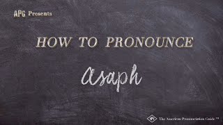 How to Pronounce Asaph Real Life Examples [upl. by Danforth131]