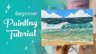 Acrylic Painting Tutorial  How To Paint Waves for beginners [upl. by Alake]