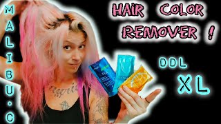 HAIR COLOR REMOVER on PINK HAIR DYE  Removing Pink Hair Dye with MALIBU DDL XL [upl. by Cas212]