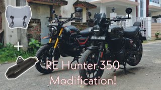 RE Hunter 350 modification  Tvs Ronin windshield  powerrage exhaust [upl. by Casi]