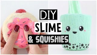 MAKING 4 AMAZING DIY SLIMES amp SQUISHIES  Easy NO GLUE Slime Recipes [upl. by Aerbua]