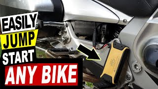 How to Jump Start a dead motorcycle battery the easy way  Moto Booster [upl. by Atteynek]