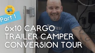 CARGO TRAILER CAMPER CONVERSION TOUR 6x10 [upl. by Nuris]