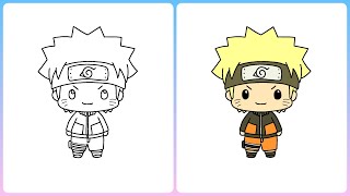 How to draw kawaii chibi Naruto Uzumaki  Easy stepbystep drawing  Little Champs Art [upl. by Favata]