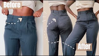 HOW TO TAKE IN YOUR PANTS  no sewing machine [upl. by Renmus]