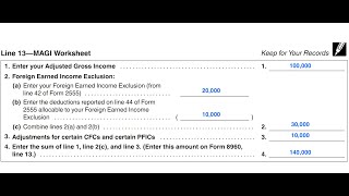 IRS Form 8960 MAGI Worksheet Walkthrough Line 13 [upl. by Mor]