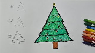 How To Draw Christmas Tree  Easy Christmas Tree Drawing For kids [upl. by Boynton829]