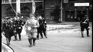 Hitler given citywide welcome in Nuremberg as he arrives for the Nazi Pary CongrHD Stock Footage [upl. by Haduj]