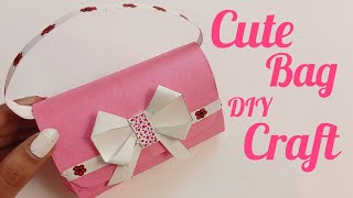 How to make cute mini bag  Origami paper bag Arushi Sharma [upl. by Ahsik]