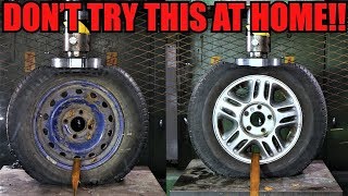 STEEL Vs ALLOY WHEELS Which One Is Stronger Hydraulic Press Test [upl. by Eillen]