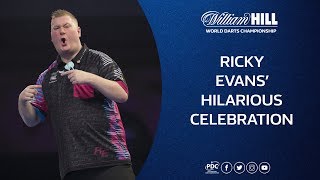 Ricky Evans Hilarious Celebration  201819 William Hill World Darts Championship [upl. by Nyer283]