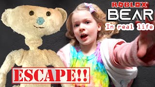 ESCAPE Roblox Bear in Real Life at My PB and J House Escaping Roblox Bear 🐻 [upl. by Enitsyrhc]