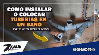 Cómo Instalar o Colocar tuberías en un Baño  Plomeria  PVC [upl. by Ekyt]