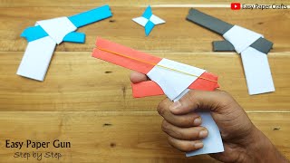 How to Make Paper Toy Gun That Go Very Fast  DIY New Model Rubber Band Gun  Easy Paper Toy Ideas [upl. by Sprague544]