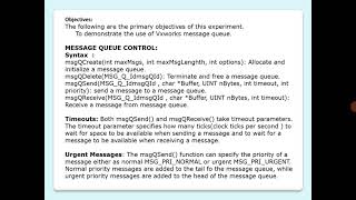 Vxworks implementation Message queues [upl. by Amilah214]