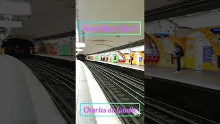 Paris France Train  Metro Line 2 Charles de Gaulle [upl. by Ahcim]