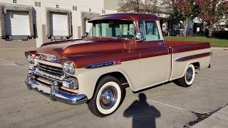 1959 Chevy Apache Fleetside Pickup truck for sale test drive [upl. by Jan]