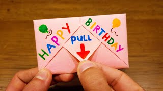 DIY Paper SURPRISE MESSAGE CARD  PullTab Origami Envelope [upl. by Dennet852]