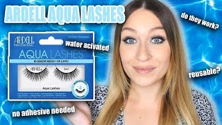 ARDELL AQUA LASHES REVIEW amp HOW TO APPLY  Water Activated Lashes  No Glue Needed [upl. by Ymrej]