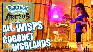 Pokemon Legends Arceus – All Wisp Locations in Coronet Highlands [upl. by Putscher]