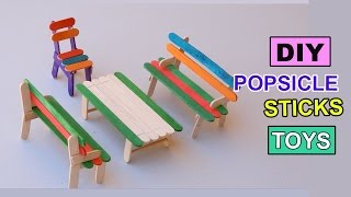 DIY Popsicle Sticks Toys  How to Make Furniture  Backyard Crafts [upl. by Ernest]