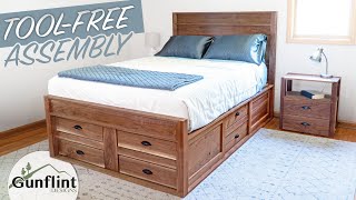 Platform Bed With TONS of Storage  Woodworking Project [upl. by Margit710]