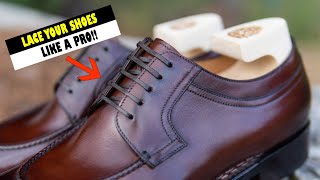 The EASIEST Way To Lace Your Dress Shoes Properly  Straight Bar Lacing Method [upl. by Hogan177]