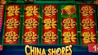 Konami  China Shores  Slot Machine Bonus  NICE WIN [upl. by Ydassac]