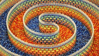 THE AMAZING TRIPLE SPIRAL 15000 DOMINOES [upl. by Lleznod168]