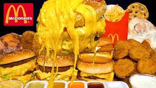 ASMR MUKBANG EXTRA BIG MAC BURGERS CHICKEN NUGGETS HASH BROWNS MCDONALDS FRIES  WITH CHEESE PARTY [upl. by Mafala]