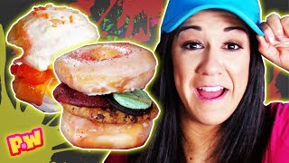 🍔 Weird Burger Food Challenge w WWE Superstars  EvanTube  JillianTube  pocketwatch [upl. by Charisse]