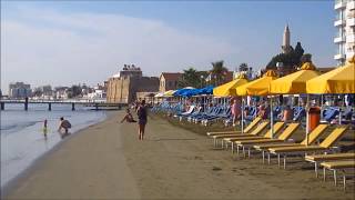 Finikoudes Beach Larnaca Cyprus [upl. by Adnirual762]