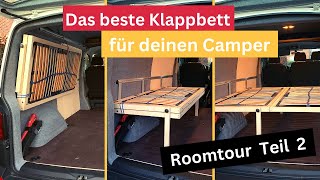 Camporter  Roomtour Teil 2  Klappbett im VW Bus T6  kurzer Radstand [upl. by Aunson842]