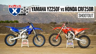 2022 Honda CRF250R vs Yamaha YZ250F  Motocross Bike Shootout [upl. by Keyser]