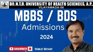 MBBS  BDS Admissions  NTR Health University  NEET UG 2024 [upl. by Itnava218]