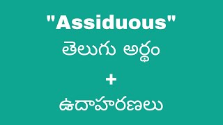 Assiduous meaning in telugu with examples  Assiduous తెలుగు లో అర్థం Meaning in Telugu [upl. by Willman]