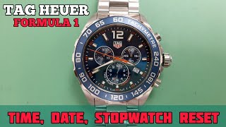 TAG HEUER CAZ1014 FORMULA 1 TIME SETTING AND STOPWATCH RESET [upl. by Nowyt]