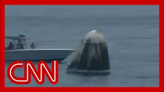 Watch SpaceX Dragon splashdown landing off Florida coast [upl. by Gorrian95]