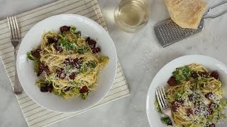 Brussels Sprouts and Bacon Pasta Everyday Food with Sarah Carey [upl. by Etra]