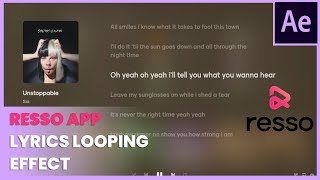 Resso App Music Lyrics Looping Animation in After Effects  After Effects Animation Tutorial [upl. by Blanc]